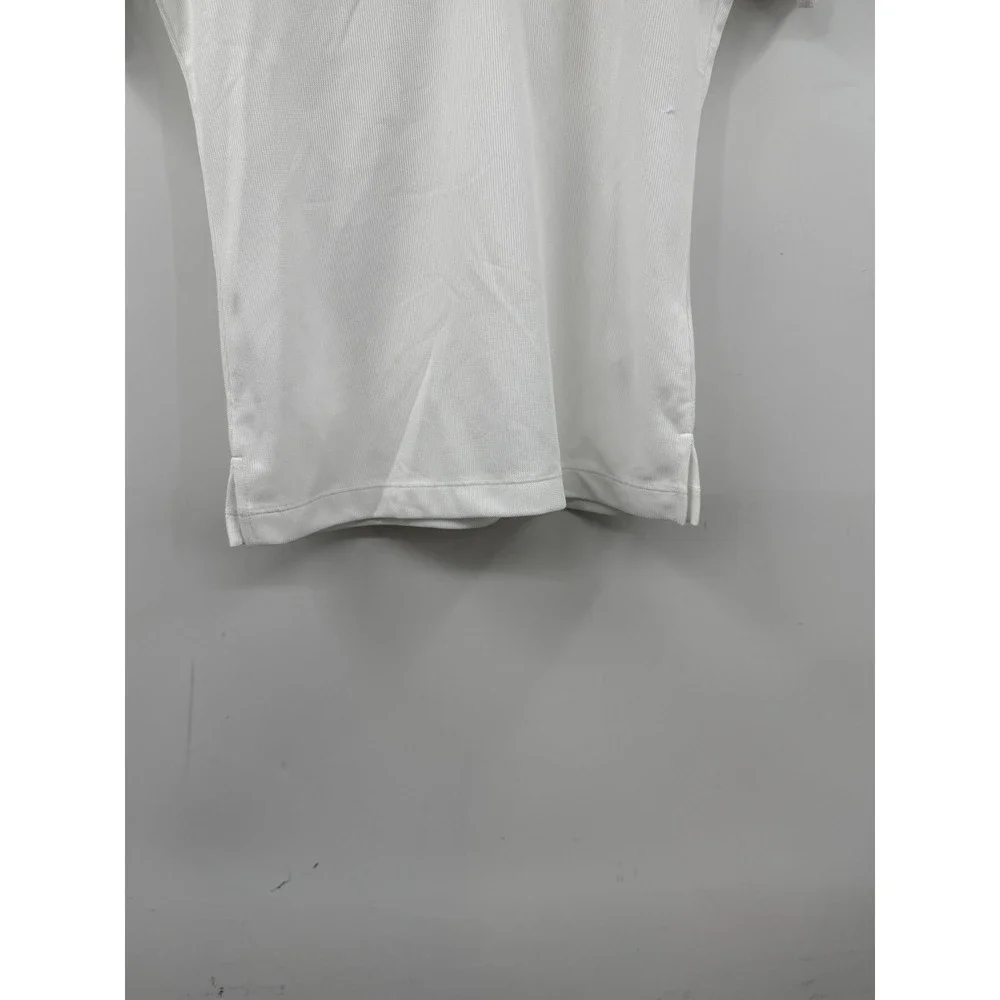 Nike Court Women White Tennis Polo Shirt Short Sleeve V-Neck Medium TG EG